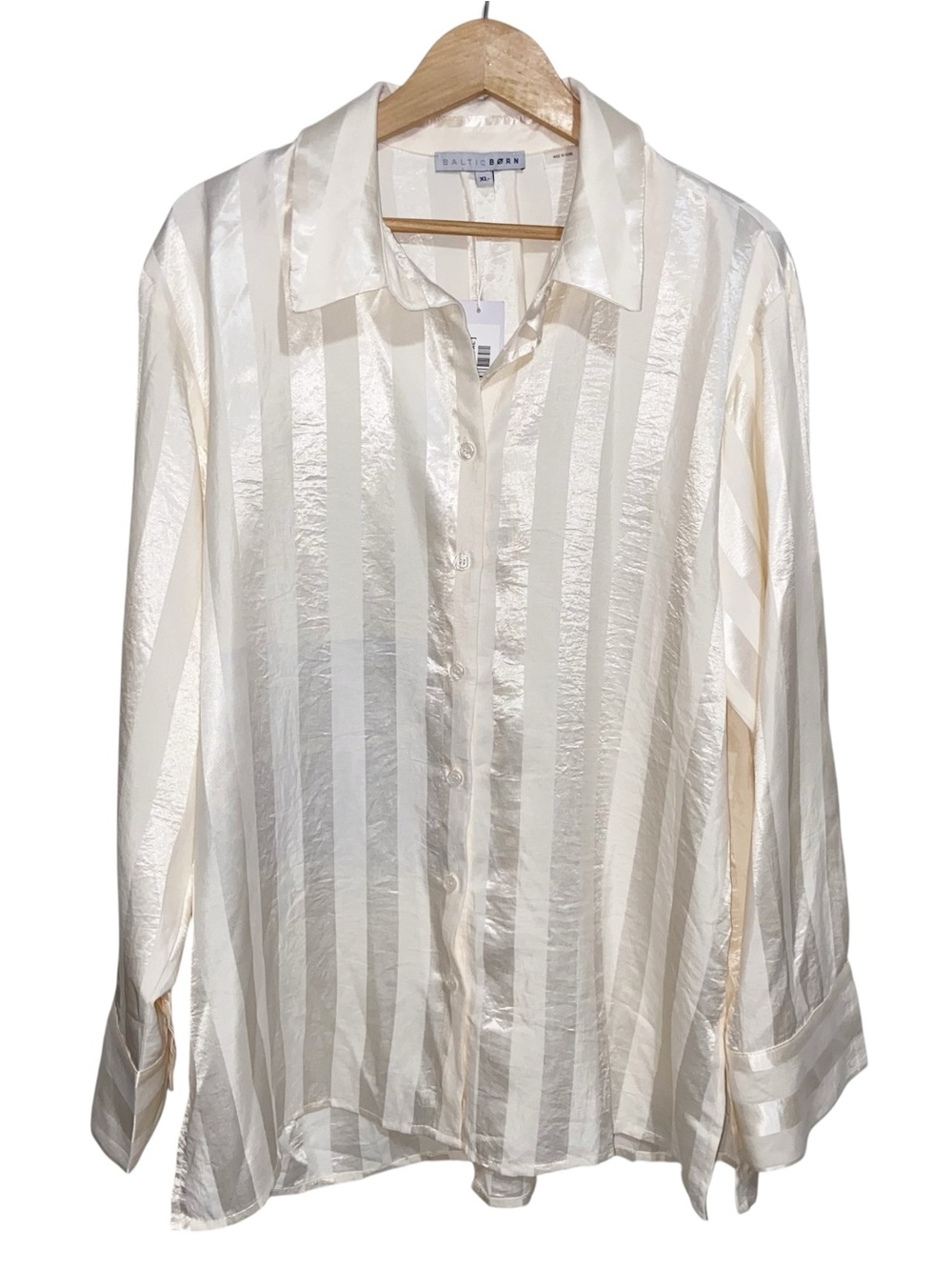 Baltic-born Top Womens XL Kieran Button up Blouse Striped Cream Feminine Career